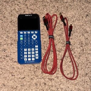 Texas Instruments Plus CE Graphing Calculator with Red USB Type Mini B Cables